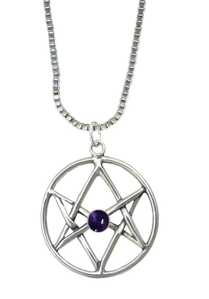 Sterling Silver Unicursal Hexagram Pendant With Iolite